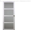 GD MENUISERIES - Porte Coulissante Tana blanc Vitrée H204 x L83 cm, Rail Alu bandeau blanc, Coquilles - vignette