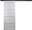 GD MENUISERIES - Porte Coulissante Tamera blanc 4 panneaux H204 x L73 cm, Rail Alu bandeau noir - vignette