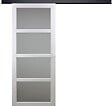 GD MENUISERIES - Porte Coulissante Tana blanc Vitrée H204 x L73 cm, Rail Alu bandeau noir - vignette