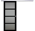 GD MENUISERIES - Porte Coulissante Telia Noir Vitrée H204 x L83 cm, Rail Alu, Coquilles - vignette