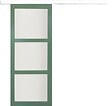 GD MENUISERIES - Porte Coulissante Vert Sauge RAL 6021 Vitrée H204 x L83 cm, rail bandeau blanc - vignette