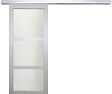 GD MENUISERIES - Porte Coulissante Greyria Gris Clair Vitrée H204 x L93 cm, Rail Alu - vignette