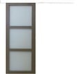 GD MENUISERIES - Porte Coulissante Gris Taupe RAL 7006 Vitrée H204 x L73 cm, rail bandeau blanc - vignette