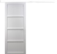 GD MENUISERIES - Porte Coulissante Tamera blanc 4 panneaux H204 x L63 cm, Rail Alu bandeau blanc - vignette