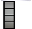 GD MENUISERIES - Porte Coulissante Telia Noir Vitrée H204 x L73 cm, Rail Alu - vignette