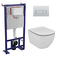 SWISS AQUA TECHNOLOGIES - Pack WC Bâti autoportant + WC Ideal Standard Tesi Aquablade sans bride + Plaque Chrome mat (SMART-Tesi-572) - vignette