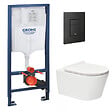 GROHE - Pack WC Bâti-support Rapid SL + WC sans bride SAT + Abattant slim, softclose + Plaque de commande noir mat - vignette