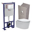 SWISS AQUA TECHNOLOGIES - Pack WC bâti-autoportant + WC SAT sans bride + Abattant softclose + Plaque blanche + Set d'habillage - vignette
