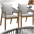 TECTAKE - 2 Places chaise de jardin 59 x 58 x 76,5 cm bois d'acacia massif résistante aux intempéries rope design grège avec coussin - vignette