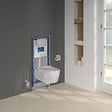 VILLEROY ET BOCH - Pack WC sans bride  Avento + Bâti support + abattant frein de chute + plaque chromée mat  + Tabouret blanc - vignette