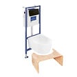 VILLEROY ET BOCH - Pack WC sans bride  Avento + Bâti support + abattant frein de chute + plaque noir mat  + Tabouret bois - vignette