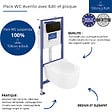 VILLEROY ET BOCH - Pack WC sans bride  Avento + Bâti support + abattant frein de chute + plaque noir mat  + Tabouret bois - vignette