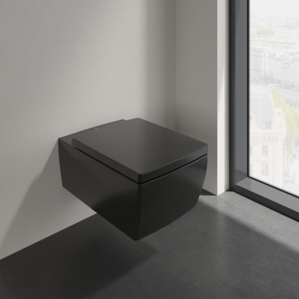 VILLEROY ET BOCH - WC suspendu sans bride  Memento 2.0 avec abattant Pure Black - large