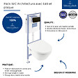 VILLEROY ET BOCH - Pack WC sans bride  Architectura abattant + bâti-support sol et mur + plaque noir mat  + Tabouret bois - vignette