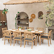 HAPPY GARDEN - Salon de jardin extensible 180/240cm PADAR en acacia 8 places - coussins gris - vignette