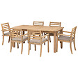 HAPPY GARDEN - Salon de jardin extensible 180/240cm PADAR en acacia 8 places - coussins sable - vignette