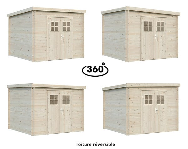 WHITE WOOD - Abri de jardin en bois Zoé 3 - L.264xH.208xP.265cm - large