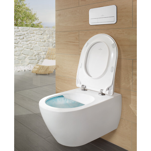 VILLEROY ET BOCH - Pack WC sans bride  Subway 2.0 avec abattant frein de chute + bâti Viconnect PRO + plaque noir mat - large