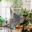 VOUNOT - Chaise suspendue hamac avec 2 oreillers Gris - vignette