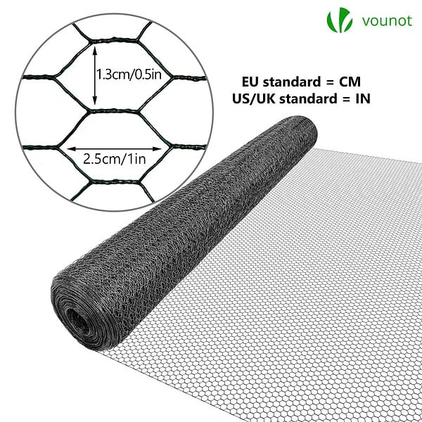 VOUNOT - Grillage a poule avec fils 13mm en PVC gaine gris 1x50M - large