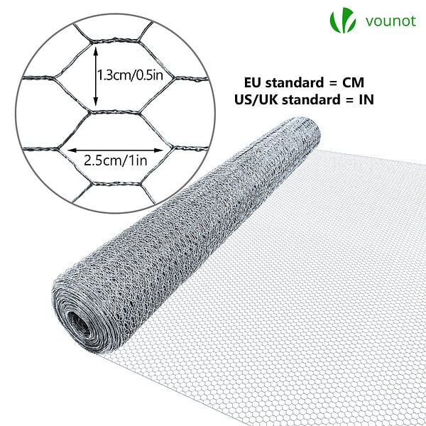 VOUNOT - Grillage a poule avec fils 13mm en acier galvanise 1x50M - large