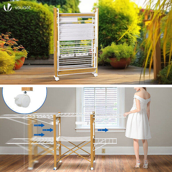 VOUNOT - Sechoir a linge etendoir deluxe pliable Grande capacite sechage style bois blanc - large