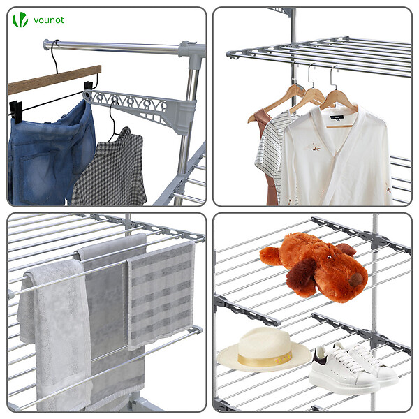 VOUNOT - Sechoir a linge etendoir pliable ailes pliables 3 niveaux - large