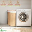 VOUNOT - Panier a linge en bambou d’angle avec couvercle 58L - vignette