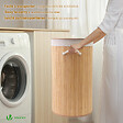 VOUNOT - Panier a linge en bambou rond avec couvercle 58L - vignette