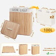 VOUNOT - Panier a linge en bambou rectangulaire double compartiments avec couvercle 100L - vignette