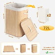 VOUNOT - Panier a linge en bambou rectangulaire avec couvercle 72L - vignette