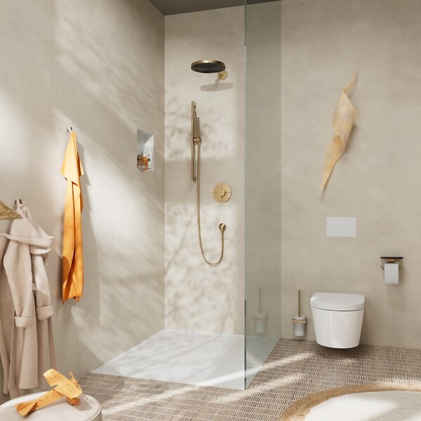 HANSGROHE - Pommeau de douche HANSGROHE Pulsify S 100 EcoSmart bronze brossé - large