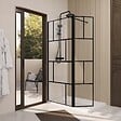 AURLANE - Paroi de Douche avec Volet Pivotant 80+40x195cm - Verre 8mm Anticalcaire - Motifs et Profilés Noir - vignette