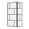 AURLANE - Paroi de Douche avec Volet Pivotant 80+40x195cm - Verre 8mm Anticalcaire - Motifs et Profilés Noir - vignette