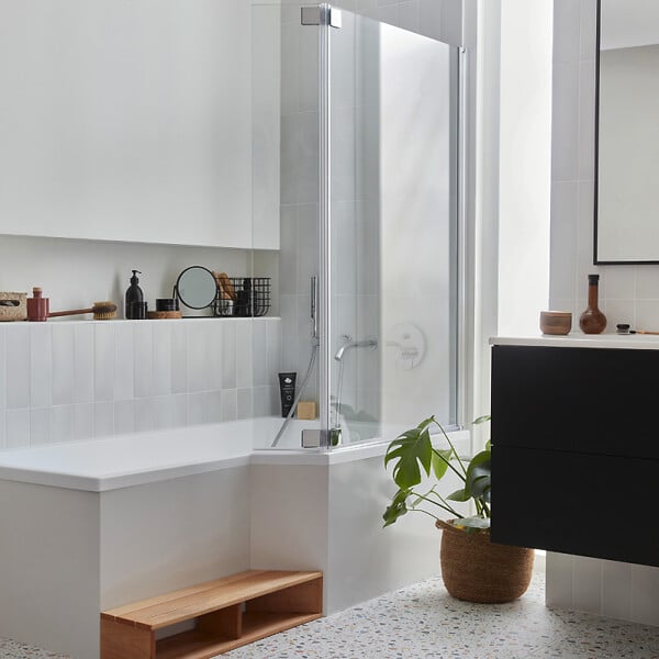 JACOB DELAFON - Pack baignoire bain douche 180 x 90  Neo version droite + tablier + pare bain chromé - large