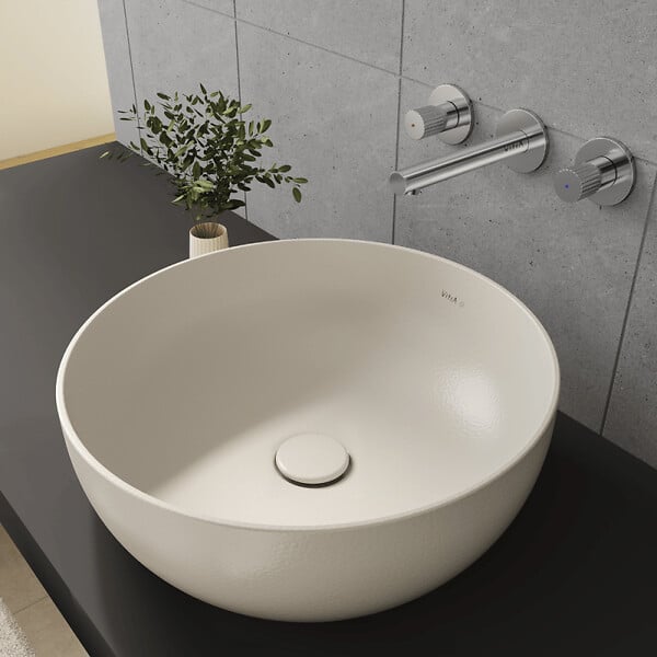VITRA - Vasque ronde recyclée VitrA Outline compact beige mat 41x41 cm - large