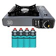 INTEC - Réchaud gaz Camping 1 Feu 2200W + 4 Cartouches gaz Butane Allumage Piezo – Camping Randonnée Cuisine Extérieure INTEC - vignette
