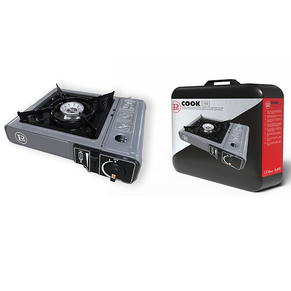 INTEC - Réchaud gaz Camping 1 Feu 2200W + 4 Cartouches gaz Butane Allumage Piezo – Camping Randonnée Cuisine Extérieure INTEC - large