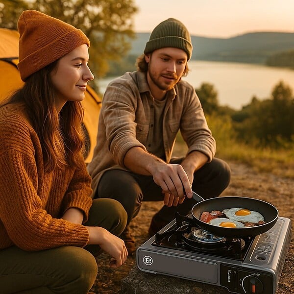 INTEC - Réchaud Gaz Portable 1 Feu 2200W - Allumage Piezo - Cartouche gaz Butane – Idéal Camping, Randonnée & Cuisine Extérieure INTEC - large