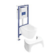VILLEROY ET BOCH - Pack WC sans bride  Subway 2.0 abattant frein de chute + bâti-support sol et mur+ plaque Chromé mat + Tabouret - vignette