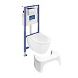 VILLEROY ET BOCH - Pack WC sans bride  Subway 2.0 abattant frein de chute + bâti-support sol et mur+ plaque blanche + Tabouret blanc - vignette