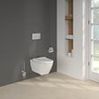 VILLEROY ET BOCH - Pack WC sans bride  Subway 2.0 abattant frein de chute + bâti-support sol et mur+ plaque Chromé mat +Tabouret bois - vignette