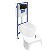 VILLEROY ET BOCH - Pack WC sans bride  Subway 2.0 abattant frein de chute + bâti-support sol et mur+ plaque noir mat + Tabouret blanc - vignette