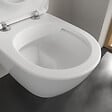 VILLEROY ET BOCH - Pack WC sans bride  Subway 2.0 abattant frein de chute + bâti-support sol et mur+ plaque noir mat + Tabouret blanc - vignette