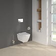 VILLEROY ET BOCH - Pack WC sans bride  Subway 2.0 abattant frein de chute + bâti-support sol et mur + plaque Chromé + Tabouret bois - vignette