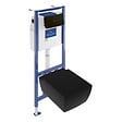 VILLEROY ET BOCH - Pack WC suspendu sans bride  Memento 2.0 + abattant + bâti-support sol et mur + plaque Pure Black - vignette