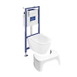 VILLEROY ET BOCH - Pack WC sans bride  Subway 2.0 abattant frein de chute + bâti-support sol et mur + plaque Chromé + Tabouret - vignette