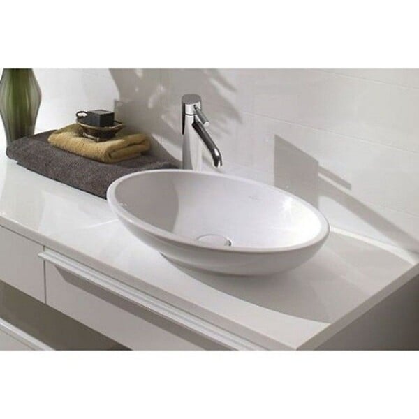 VILLEROY ET BOCH - Vasque ovale à poser 58,50X38 avec trop plein  Loop & Friends Blanc CeramicPlus - large