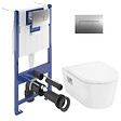 VILLEROY & BOCH - ViConnect Pro S Pack WC Bâti Villeroy & Boch + WC sans bride Hansgrohe EluPura + Abattant softclose + Plaque Chrome (VCNPURAS1) - vignette