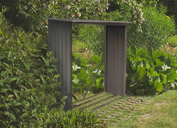 CHALET & JARDIN - Bûcher métal Bois vieilli 625 - Gris - L.182xH.160xP.75cm - large